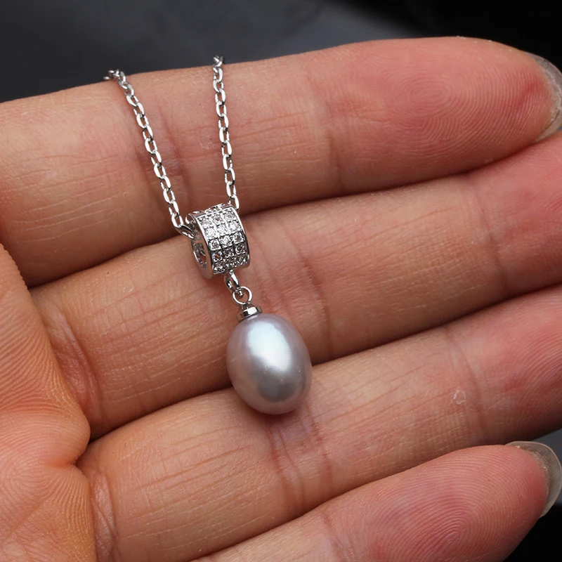 Original-Set mit Halskette und Ohrringen aus natürlichen Süßwasserperlen für Damen, zartes Perlen-Ohrring-Set aus 925er Silber, Mutter-Geburtstagsgeschenk, Weiß – Detail 7