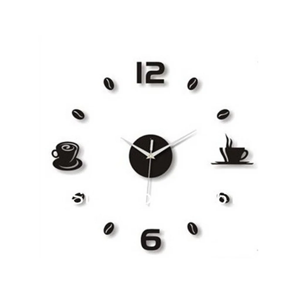 

Diy Acrylic Mirror Wall Clock Removable 3D Effect Sticker For Home Decor Living Room Bedroom Bathroom Kitchen Office Black