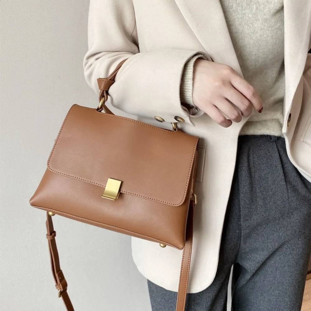 Advanced Exquisite Office Literary Small Square Handbag All-match Dermis Trend Ruched Messenger Bags Soft Casual Shoulder Bag