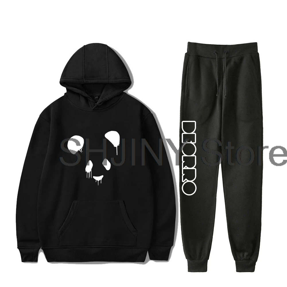 

Deorro Panda Merch Hoodie Jogger Pants Two Piece Set Sweatshirts+Sweatpants Women Men's Set