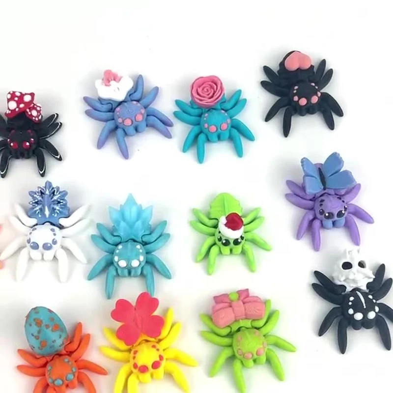 ثلاثية الأبعاد مطبوعة مرنة العنكبوت النحت الاطفال محاكاة ألعاب حيوانات الإبداعية المنزل هالوين زخرفة مكتب الكرتون هدية الكريسماس