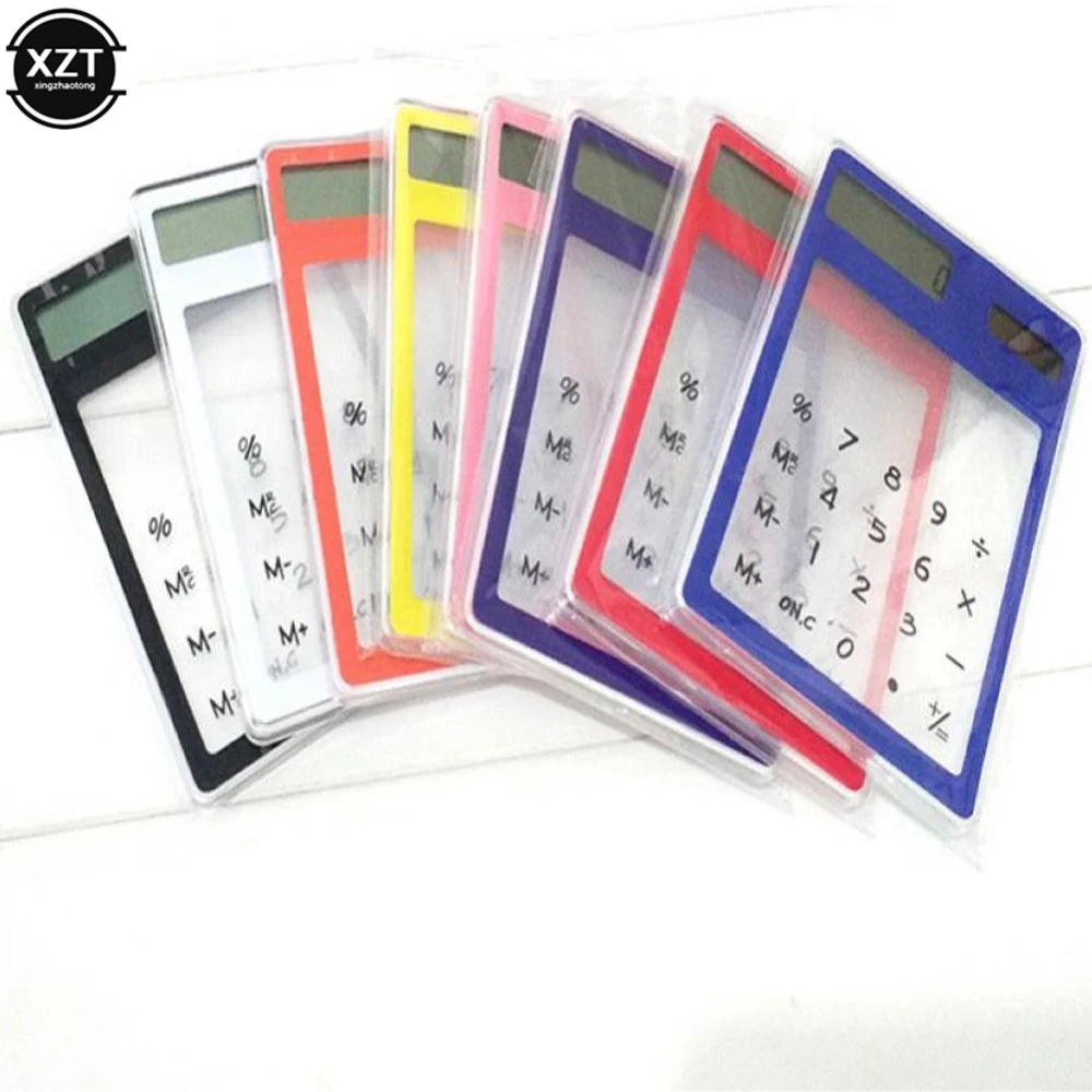 8 Digit Touch Screen Ultra slim Transparent Solar Stationery Clear Scientific Calculator use for Student School Office