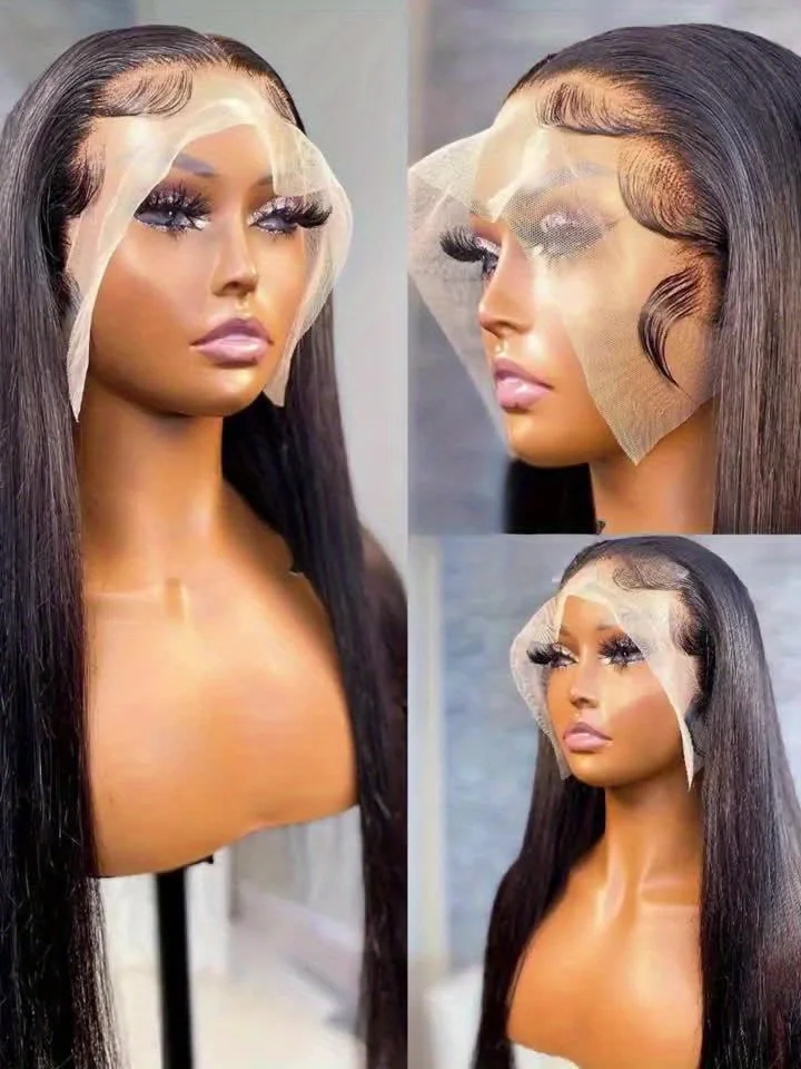 13 X 4 Lace Front Wig 180 Density High-Definition Lace Synthetic Fiber Wig for Women, Long Straight Hair, Heat-Resistant Fiber