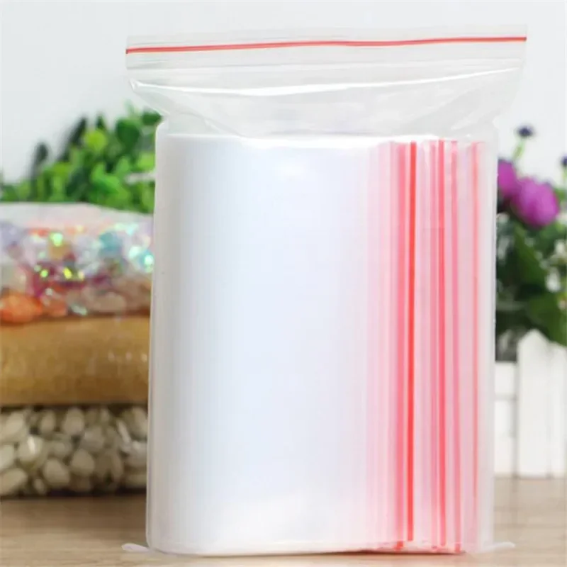 100pcs/pack Self Seal Clear Plastic Poly Bag Resealable Zip Bags Food Storage Package Reclosable Vacuum Fresh Bag