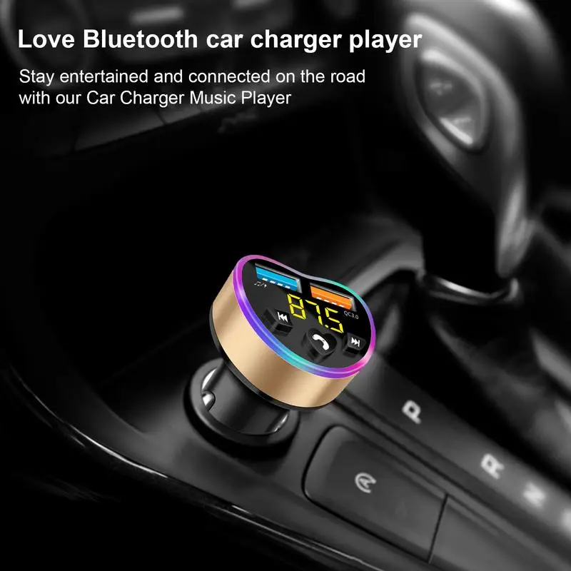 Universal USB Mobile Fast Charger Car Charger Music Player FM Transmitter QC3.0 Car Charger Adapter Blue tooth MP3 Smart Charger