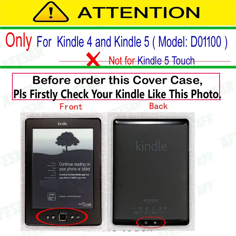 PU Leather Case for Kindle 4 Kindle 5 D01100 Ebook Cover 2011 2012 K4/K5Magnetic Smart  Fabric High Quality Shell + Screen Film