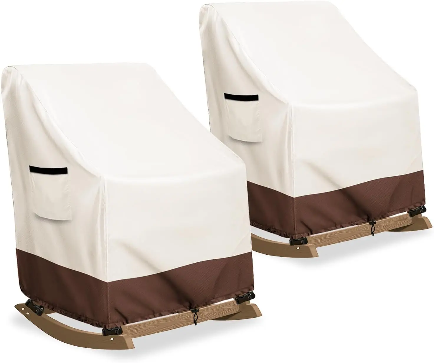 

Чехлы для уличных кресел-качалок, 2 шт., сверхпрочные водонепроницаемые чехлы для садовой мебели для кресел размером 32x35x32 дюйма, бежевые