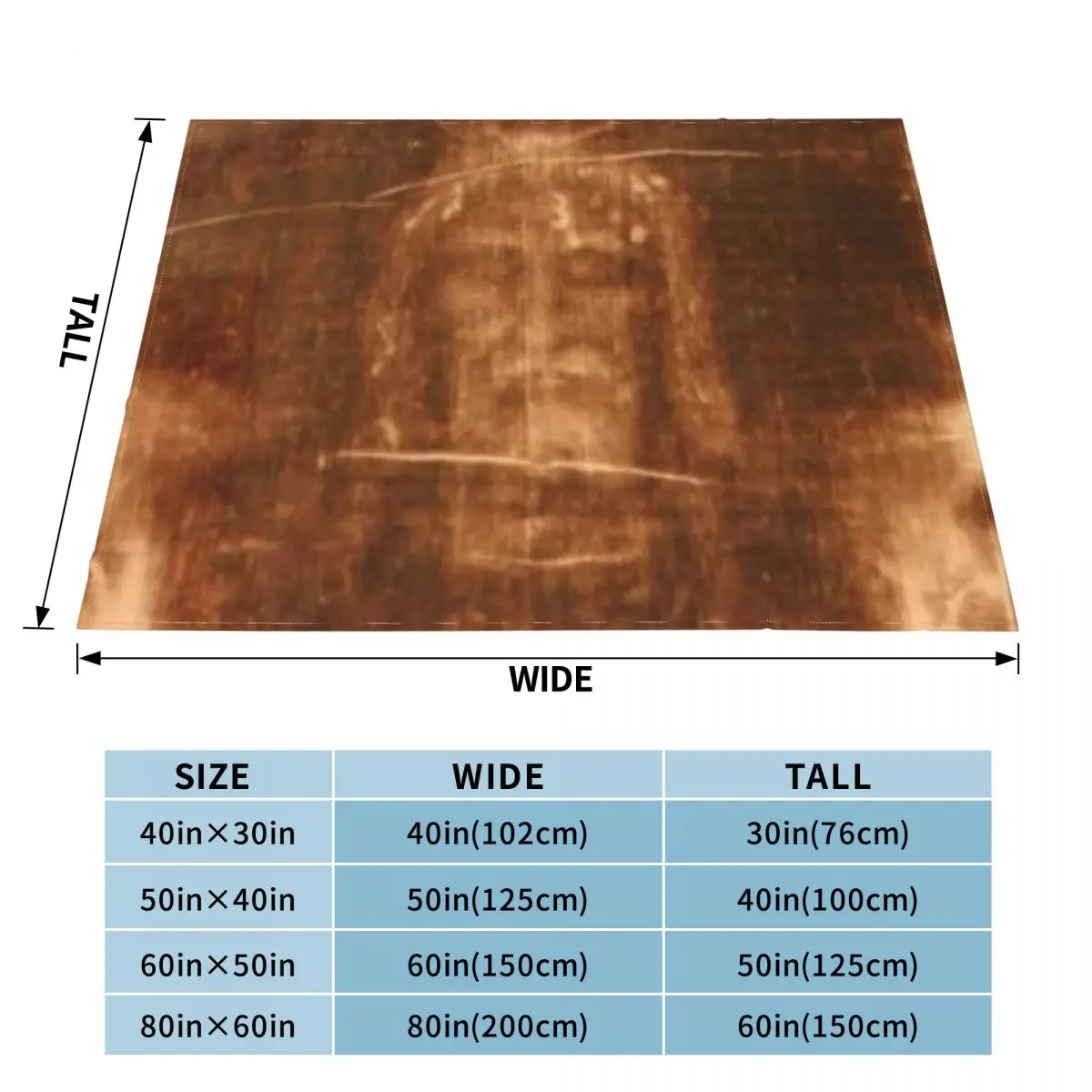 Shroud of Turin, Jesus Christ Throw Blanket Plaid on the sofa Camping sofa bed