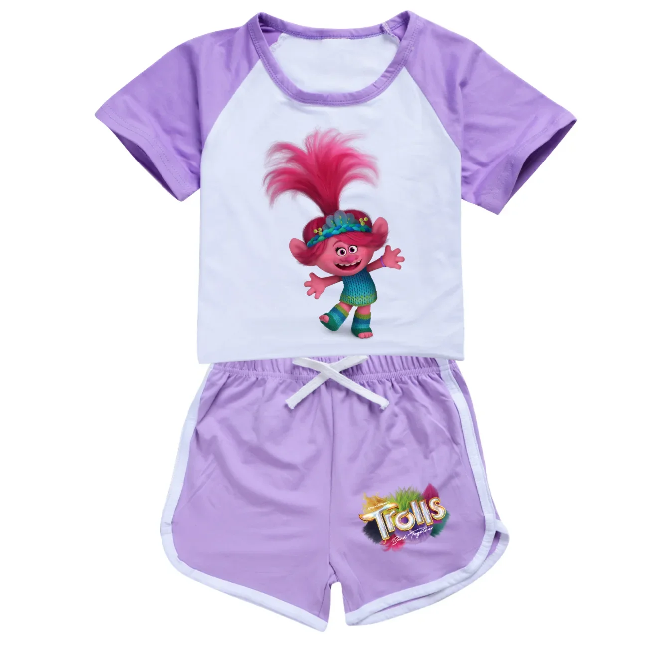 New Girls Boys Clothing Set Kids TROLLS' WORLD TOUR Sports T-shirt+Pants 2-piece set Baby Clothing Outfits Pyjamas3308