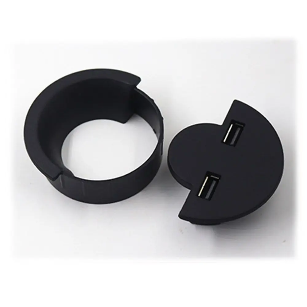 Dual Usb 80mm Wire Hole Cover Round Home Office Table Outlet Port Line Box Computer Desk Cord Grommet Cable Organizer For PC New