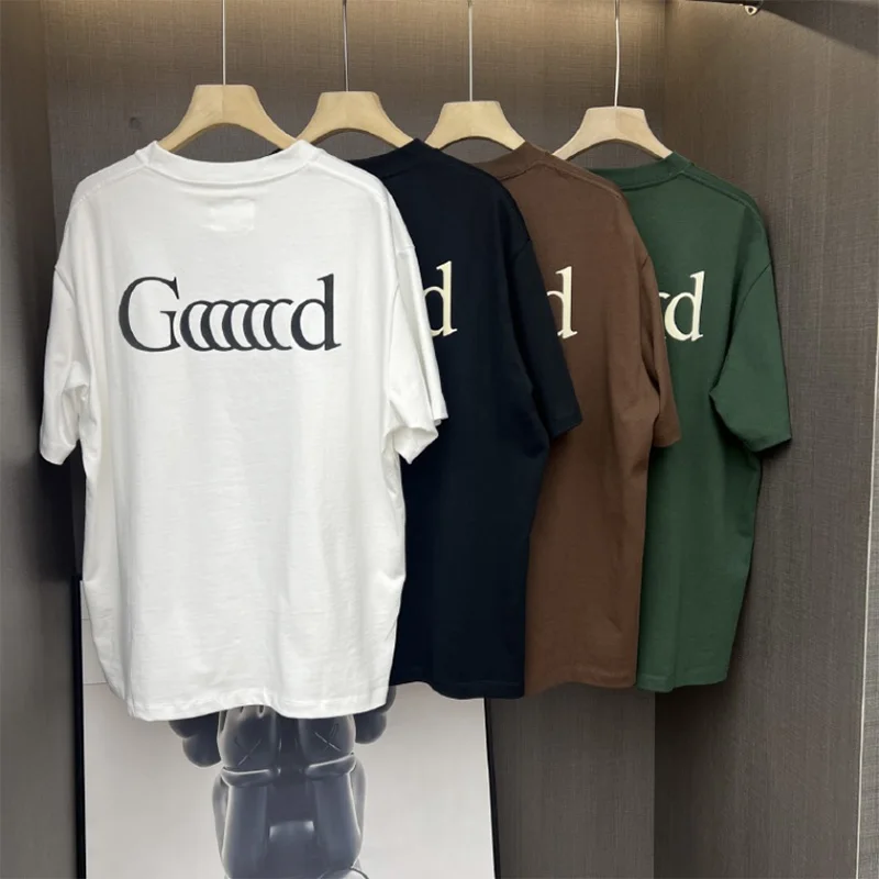 

Ретро-американская уличная одежда: свободная мужская футболка с принтом, повседневный молодежный трендовый хлопковый топ с круглым вырезом и коротким рукавом