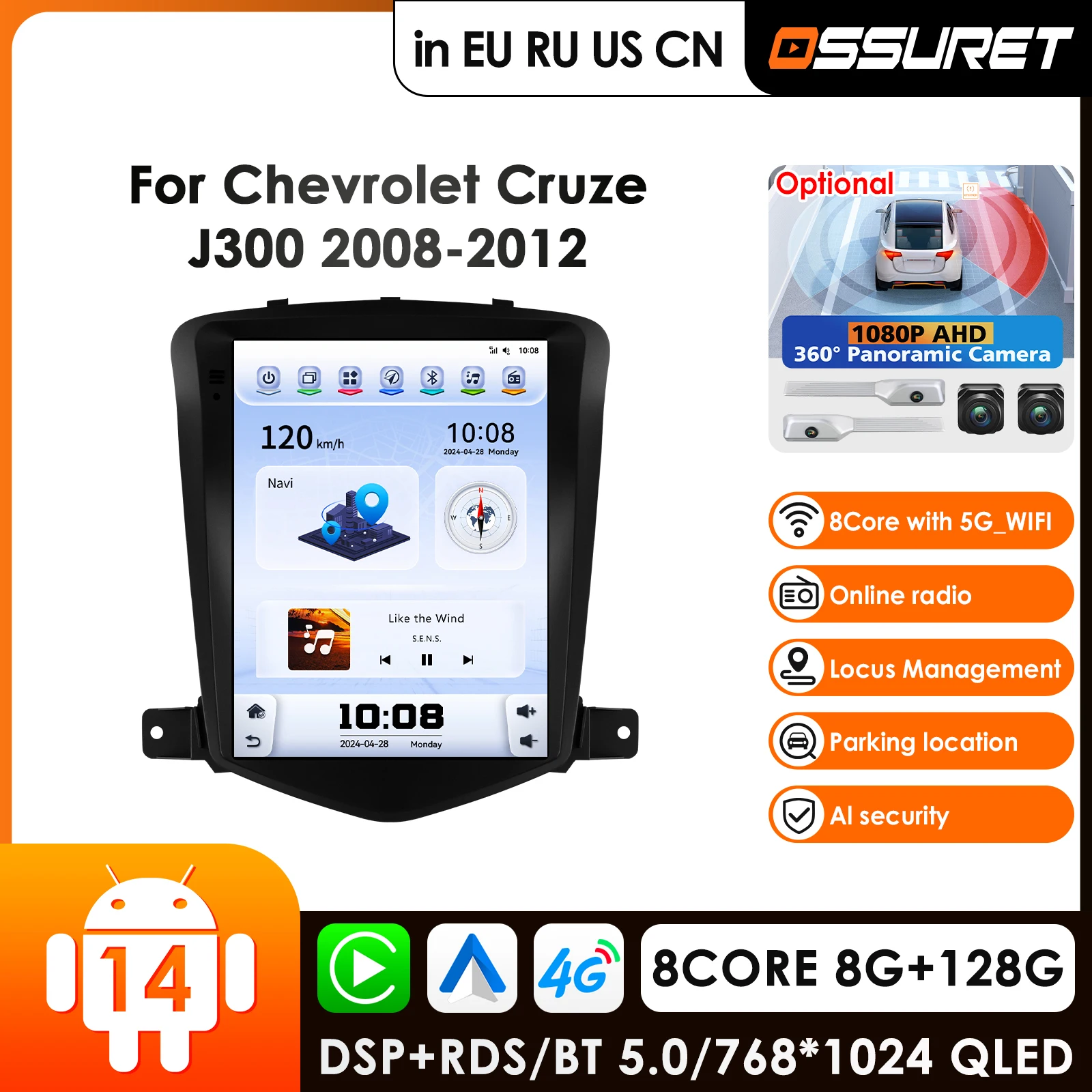 

OSSURT Car play Android Player For Chevrolet Cruze J300 2008 - 2012 2din Radio Multimedia Video GPS CarPlay Auto 2 din DVR FM