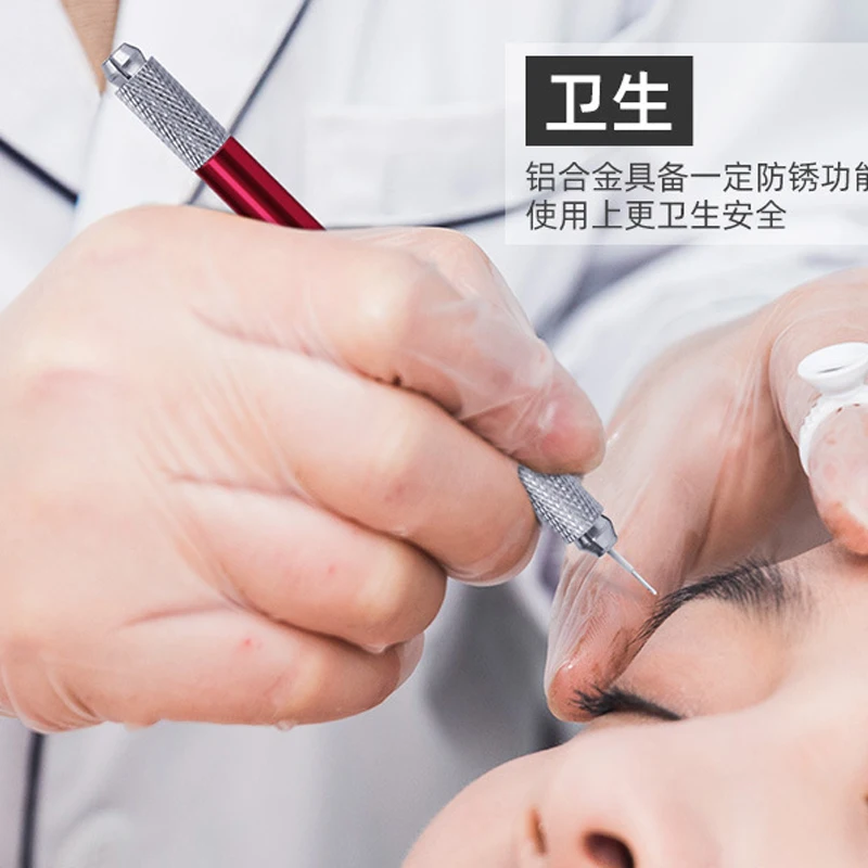 Double Head Microblading Pen Manual Tattoo Machine Needle Blade Permanent Makeup Embroidered Eyebrow Lips Tebori Munsu