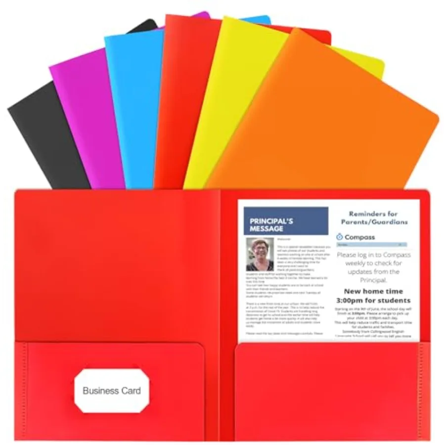 6-delige mappen met potten en visitekaartjeshouder Letter-formaat Gekleurde plastic potmappen voor documenten Archiefmappen voor school