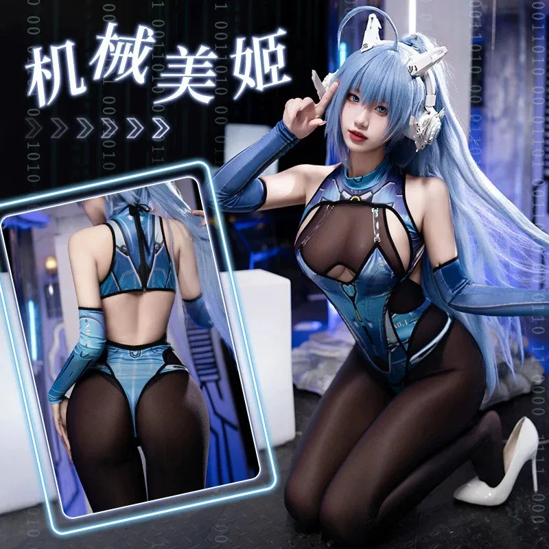 مثير الشرير تأثيري مدينة المستقبل الميكانيكية ووريورز الميكانيكية تأثيري حلي بذلة المرأة ارتداءها جوارب طويلة وتتسابق تأثيري حلي