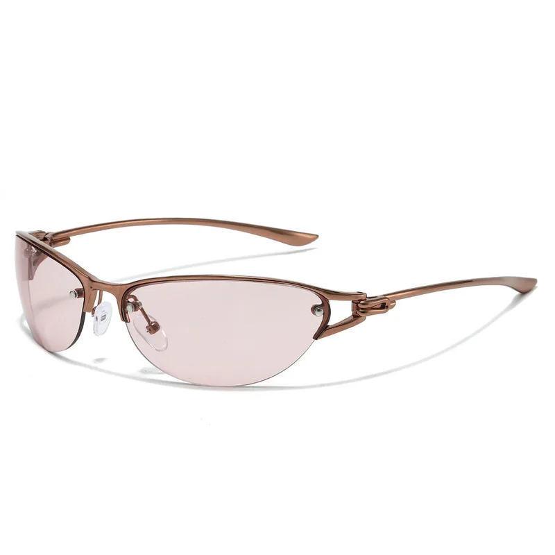 Half-frame fashionable sporty metal sunglasses, men's and women's outdoor cycling decorative glasses