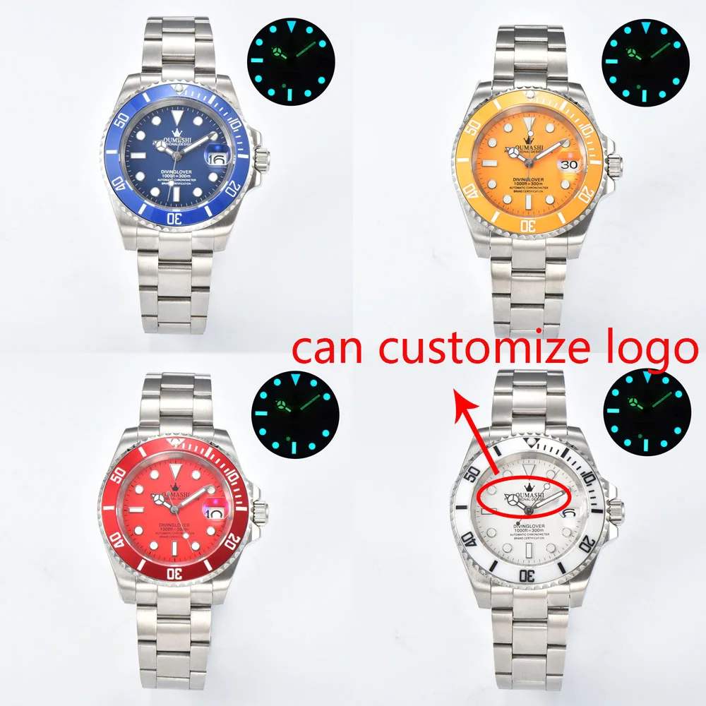 

Роскошные мужские часы для дайвинга NH35/NH70 40 мм с японским автоматическим механизмом NH35/NH70, корпус из сапфирового стекла, можно настроить логотип