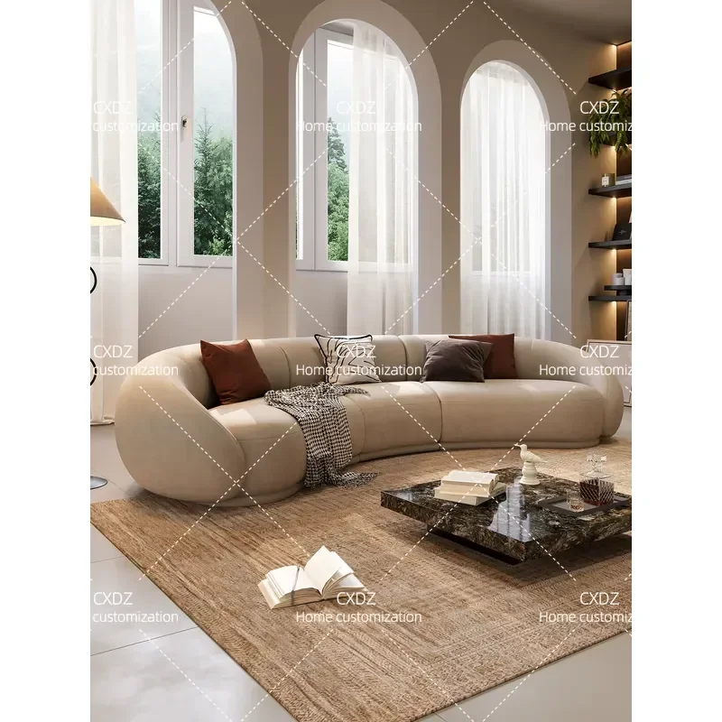 Italian Special Shaped Moon Curved Sofa Clothing Store Sitting Area Corner Chenille Banana Sofa S Type
