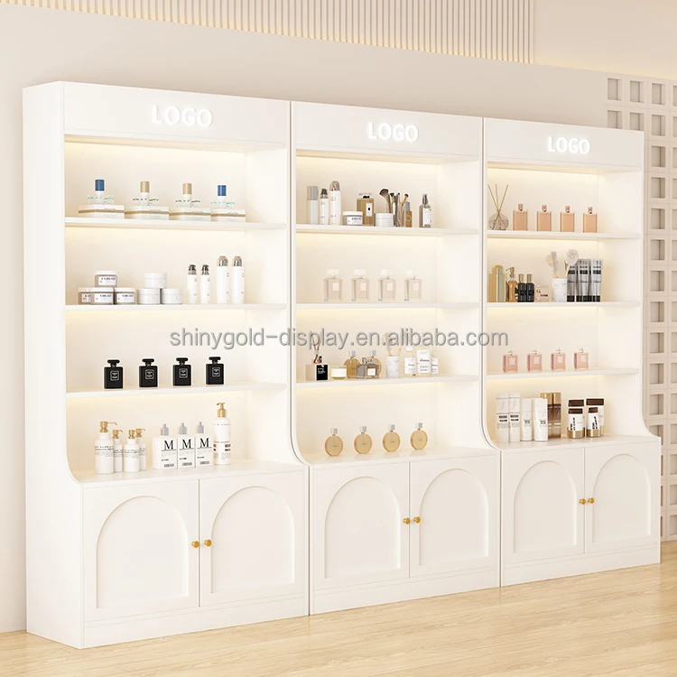 Cosmetic Display Cabinet Beauty Salon Nail Display Cabinet Glass Door Skin Care Products Shelves Multilayer Shelves