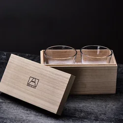 lead-free wine cups with wooden gift box for Liquor Scotch Bourbon  japan mt fuji shaped old fashioned whiskey glass cup 250ML