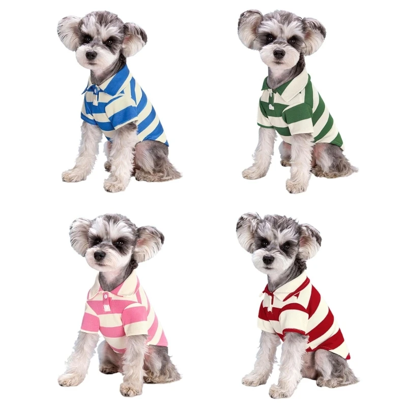 Pet PoloTop Shirt Small Dog Дышащая полосатая рубашка Костюмы для фотосъемки