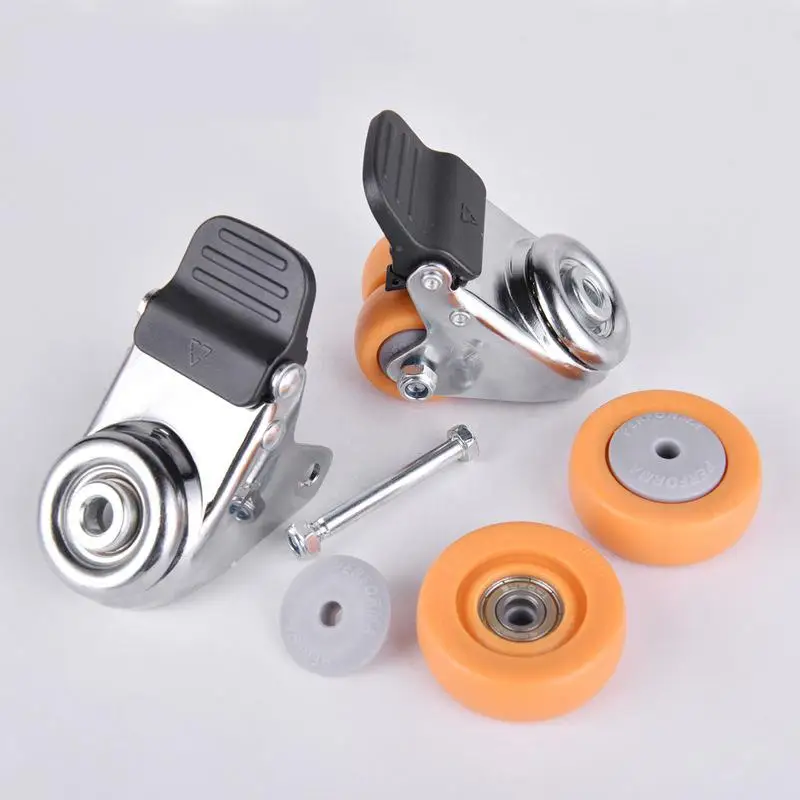 4Pcs 1.5 & 2 Inch Top Hole Hollow Rivet Casters - Chemical Resistant Modified Nylon Wheels for Medical Equipment
