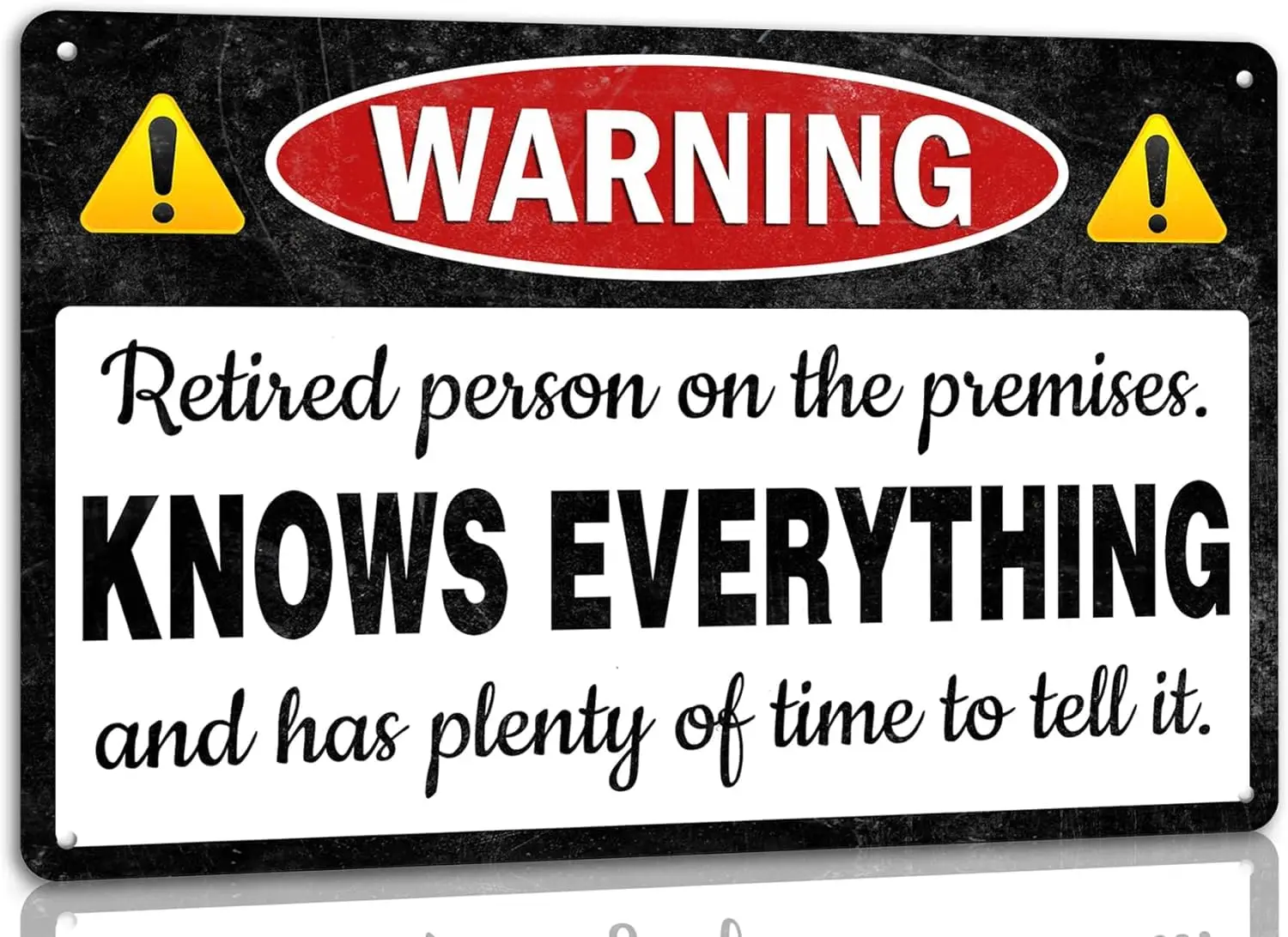 Funny Retirement Signs Retirement Warning Retired Person on the Premises Knows Everything Metal Tin Signs Retirement Gifts For M