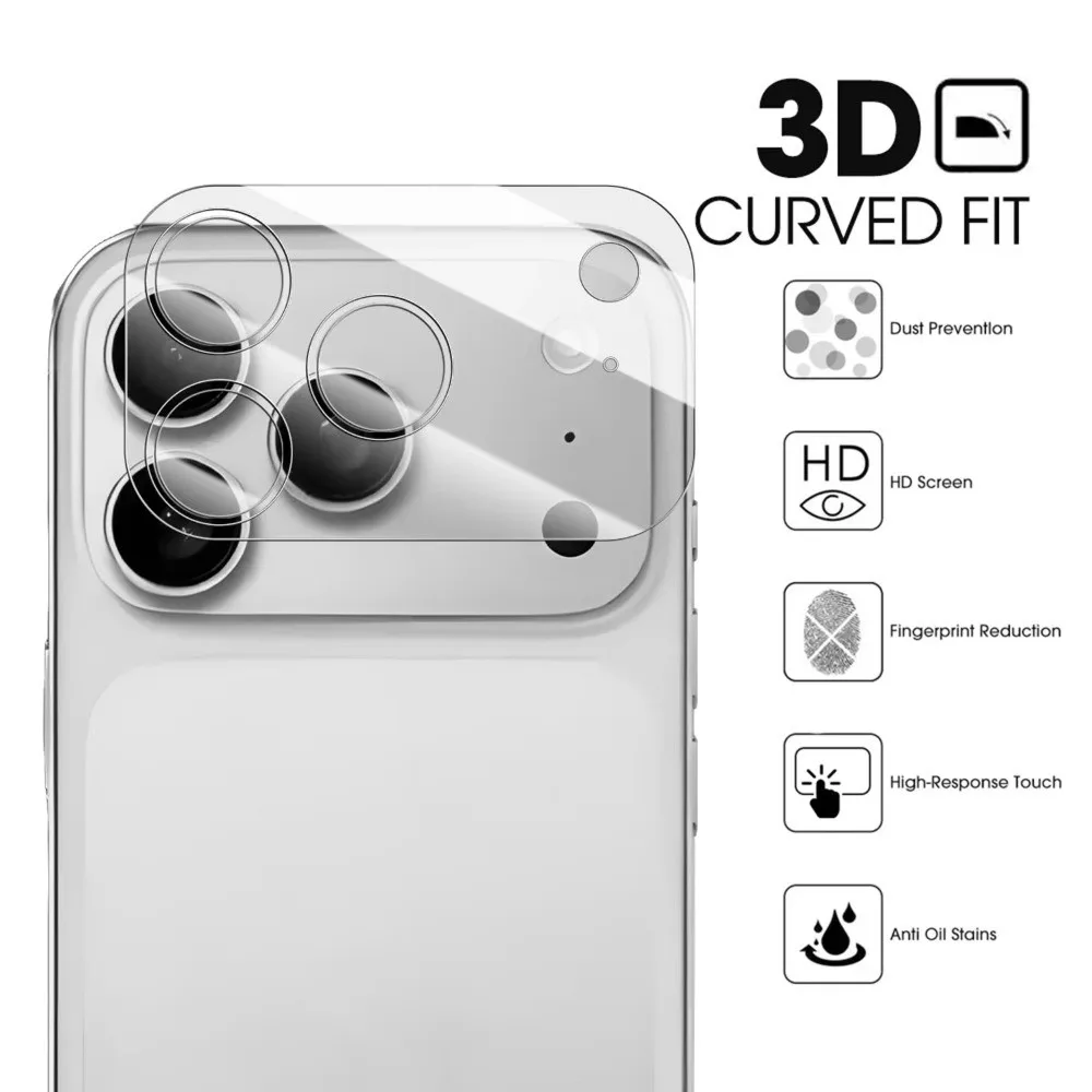 1 Uds. Película protectora de lente de vidrio templado HD Ultra transparente cubierta de lente 3D Protector de lente antiarañazos para iPhone 17/Air/17 Pro Max