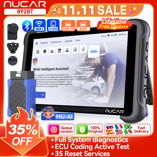 Herramienta de escaneo bidireccional asistida por IA MUCAR 892BT, herramienta de diagnóstico de escáner OBD2 de sistema completo, codificación ECU, 35 servicios con CANFD DOIP