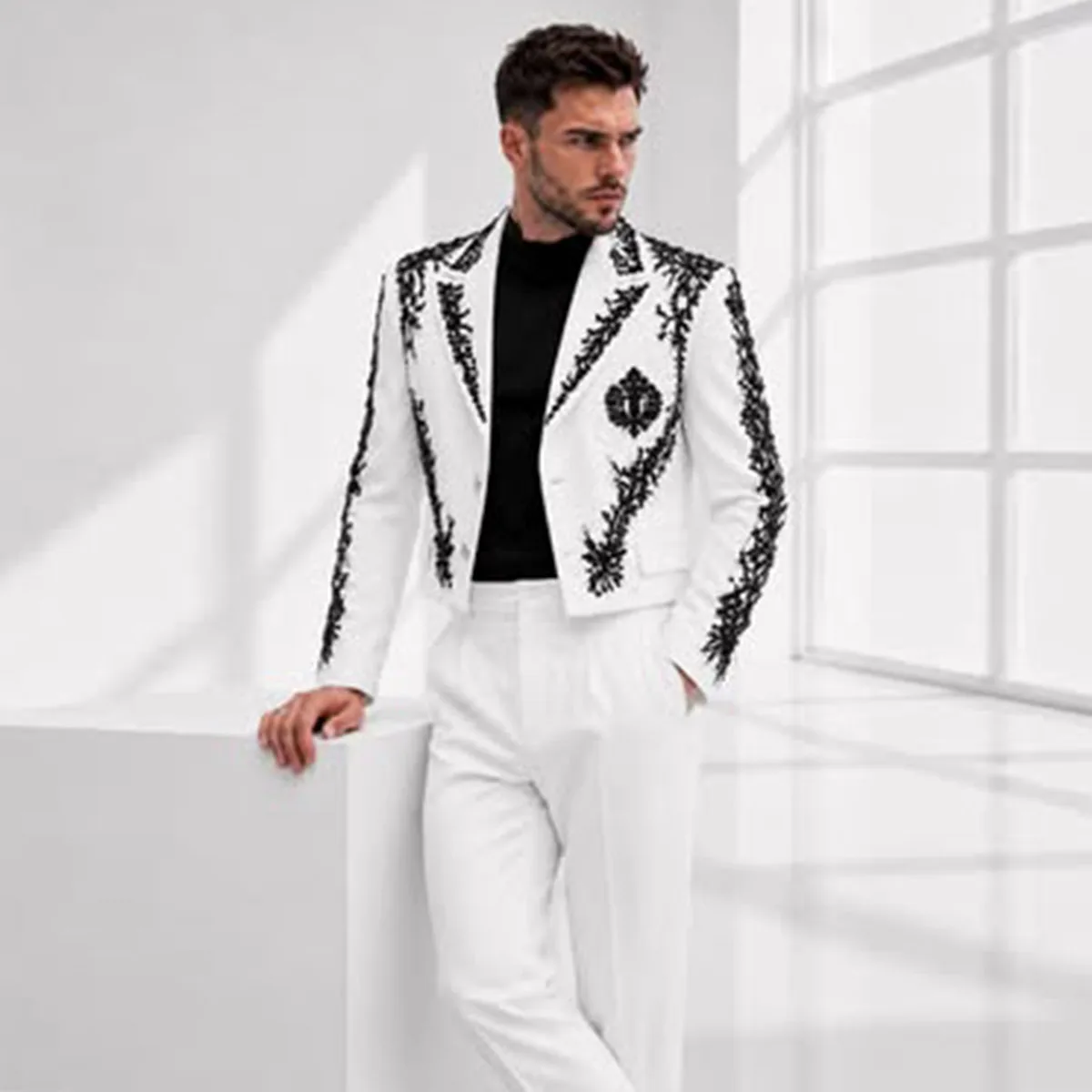 Customized Suitable For Summer Men's Suits 2 Piece Sparkly Sequin Beaded Stones Groom Formal Tuxedos Man Banquet Blazers Outfits