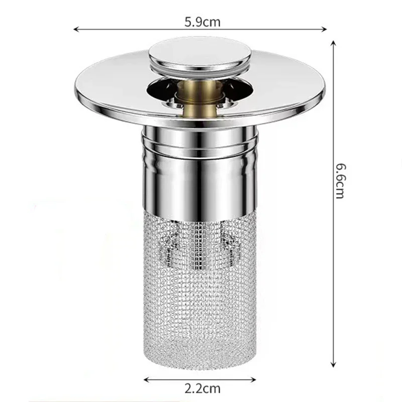 Washbasin StrainerMultifunctional Bathroom Sink Plug Anti Clogging Strainer Push-On Basin Universal Accessory