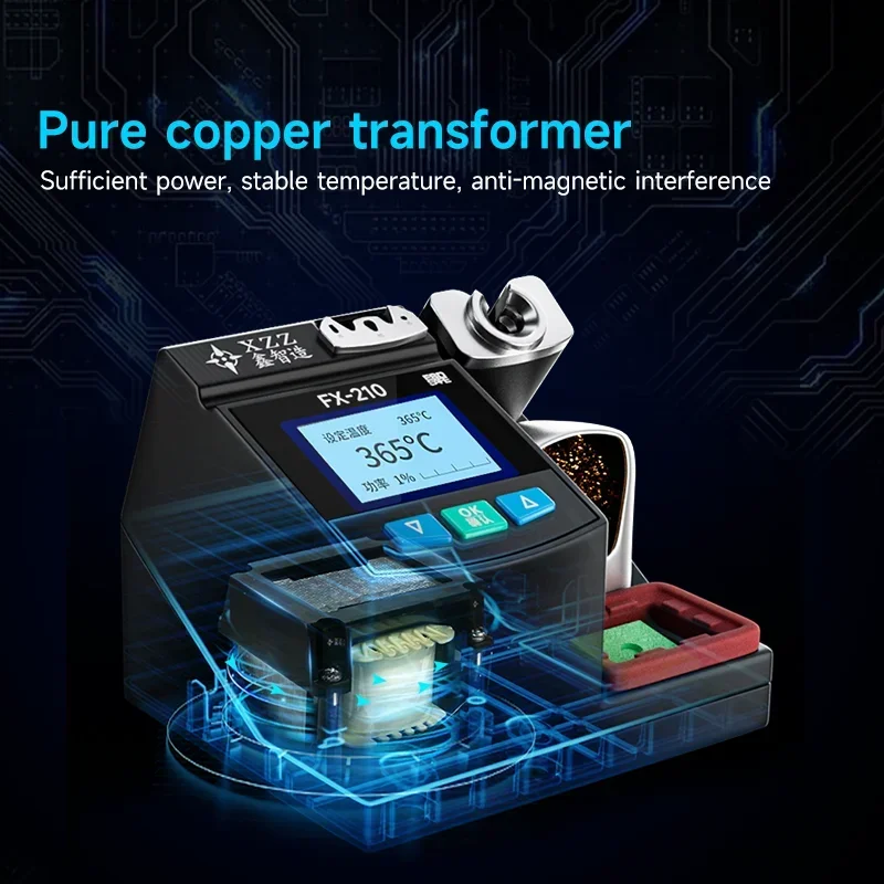 XZZ FX-210 bezołowiowa inteligentna stacja lutownicza z końcówkami lutowniczymi C210 szybkie nagrzewanie BGA SMD PCB platforma lutownicza do spawania