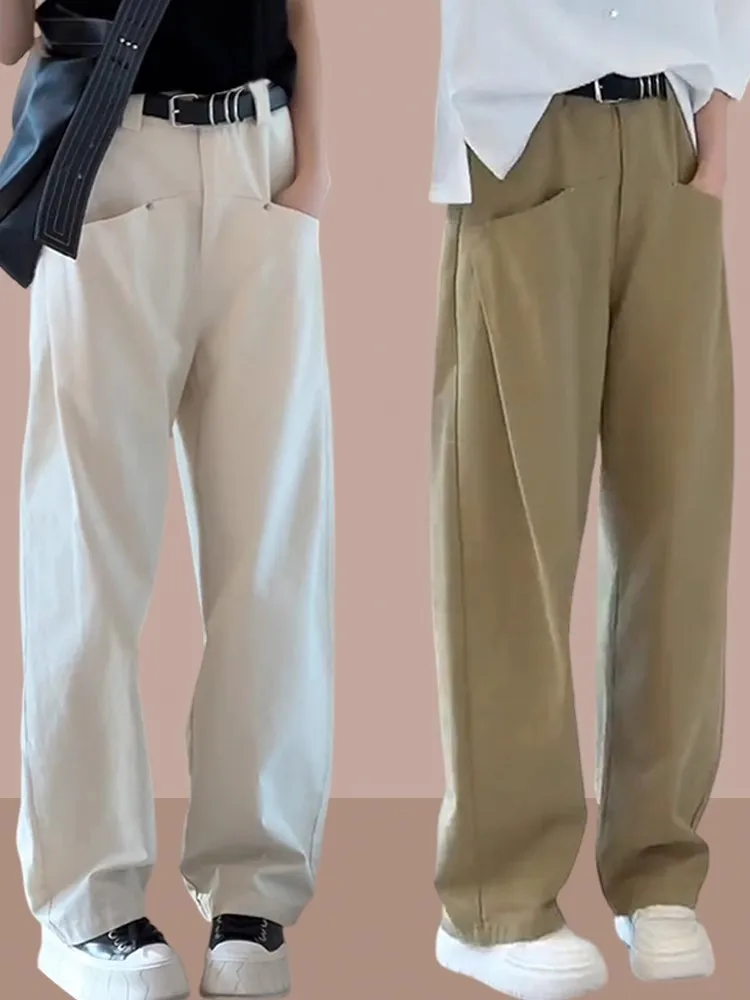 

Loose Straight Leg Workwear Pants Spring Autumn New Style Women's Casual Trousers High Waist Wide Leg Pants Long Trousers