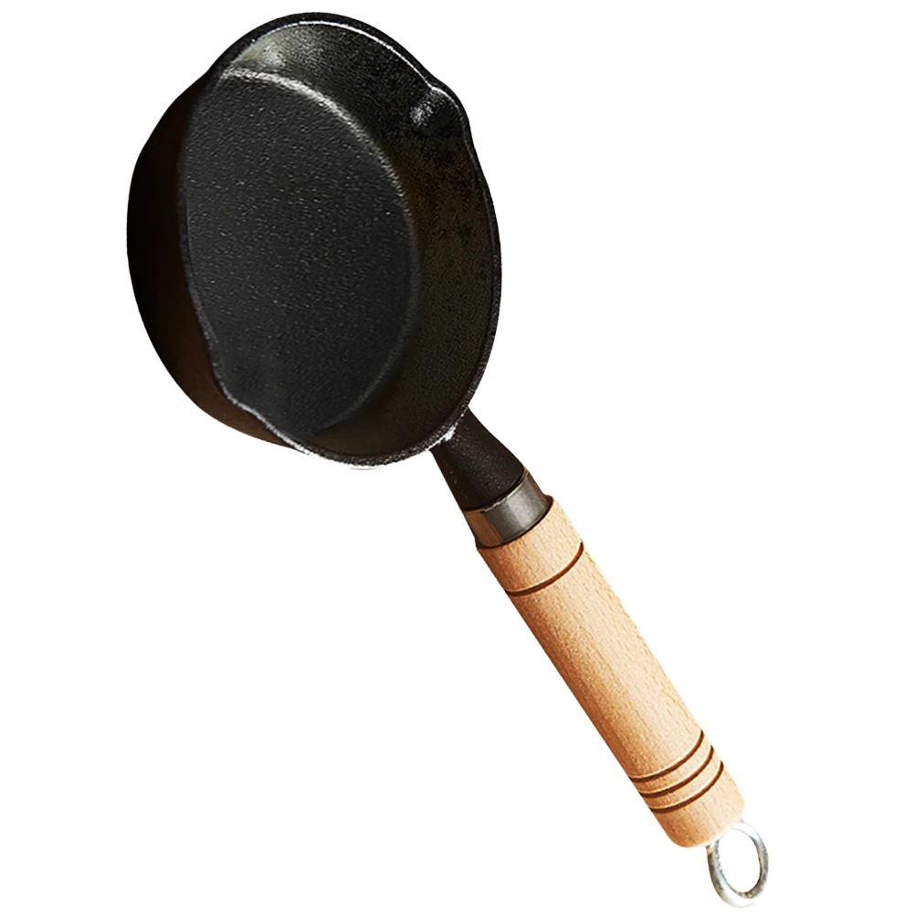 

Cast Iron Oil Pot With Handle Deep Hot Frypot Wooden Iron Pan Handle Stove Melting Kitchen Pour Oil Small Pan