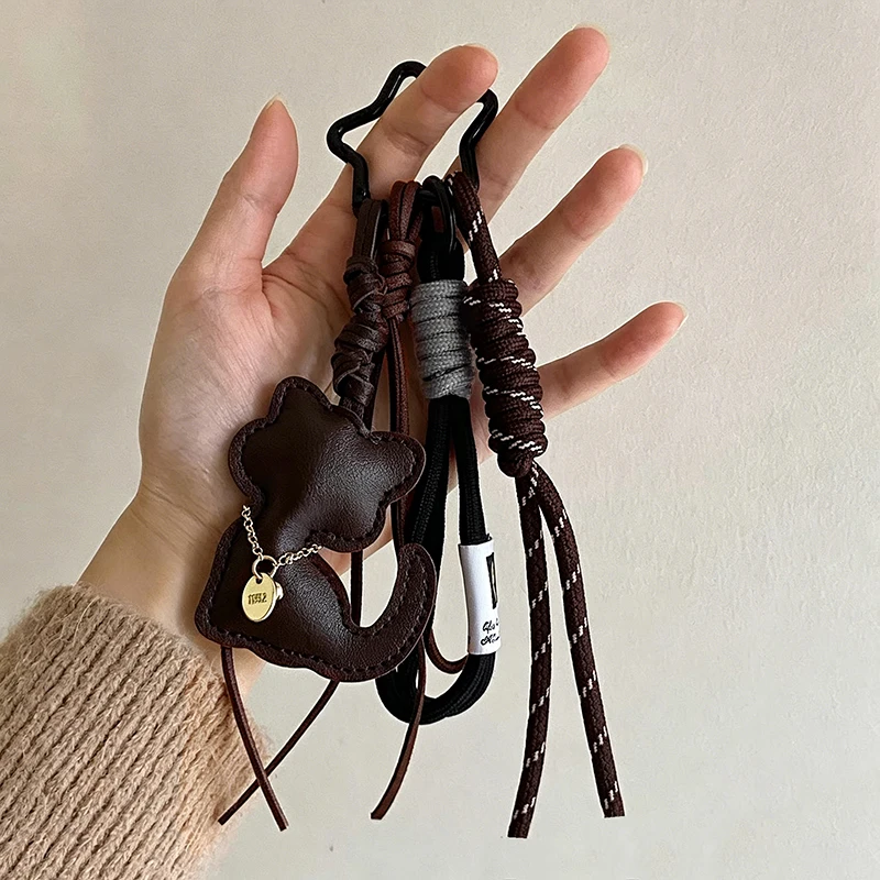 Leather Cat Keychain Backpack Charm Personalized Car Pendant Miu Purse Femme Handbag Strap Bag Decoration Gift