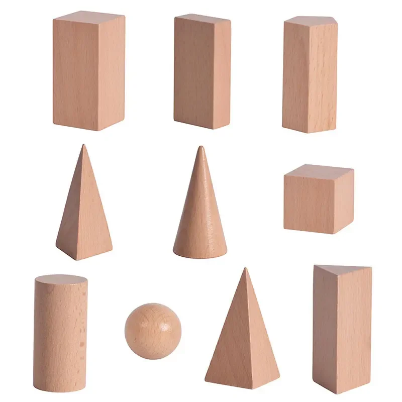 Mini giocattoli in legno fai-da-te Forma geometrica solida Building Block Giocattolo educativo per l'apprendimento precoce Strumenti di studio domestico Montessori Think spaziale