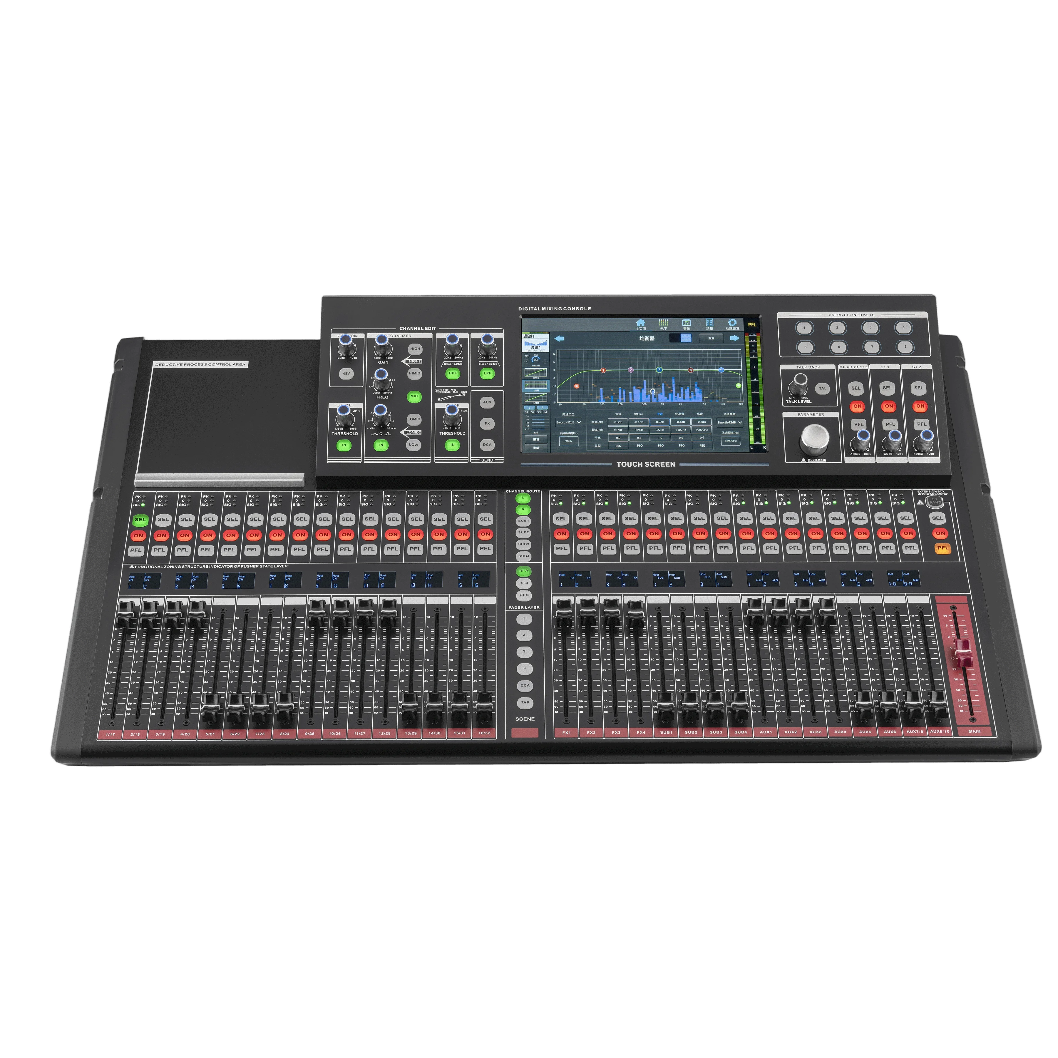 Professional Digital Mixing Console 32 Mic Input 33 Motorized Faders 10.1 Inch Touch Screen WiFi Control