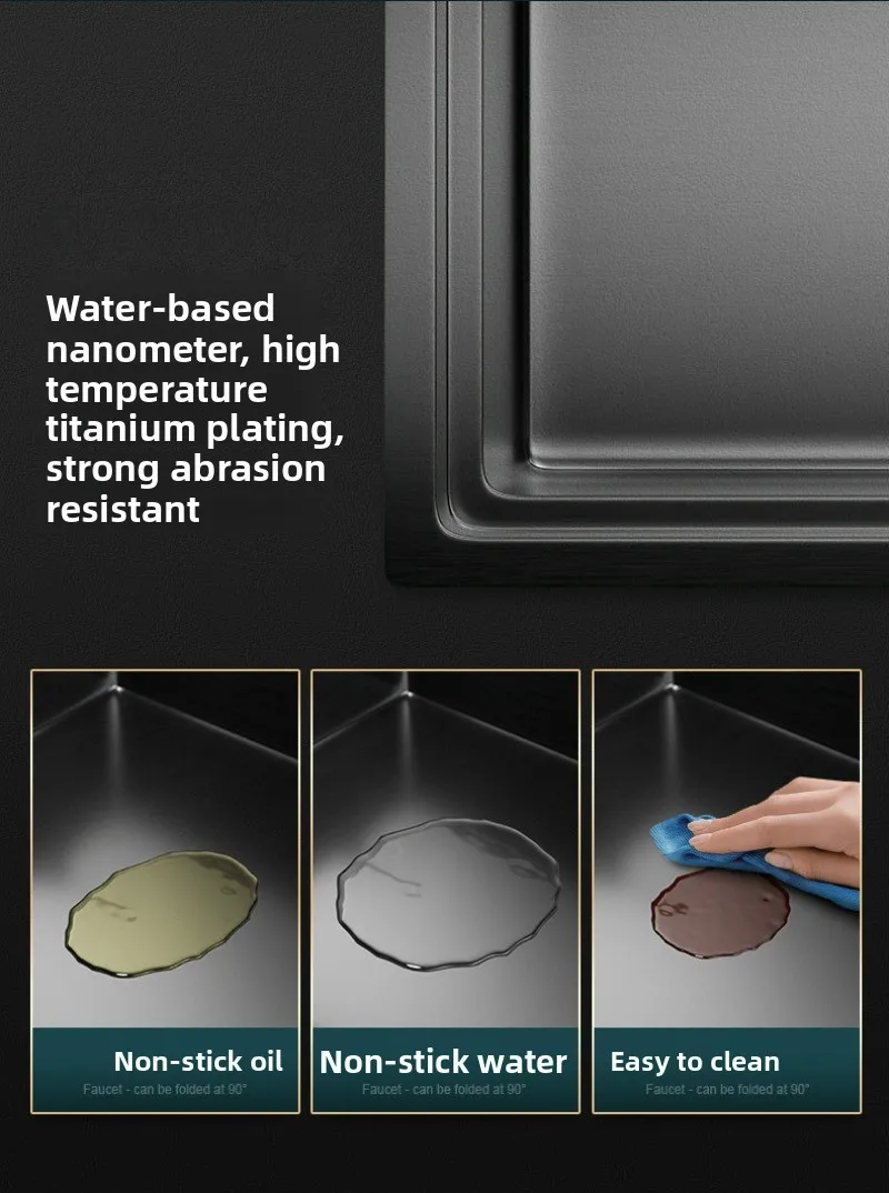 숨겨진 싱크대 304 스테인레스 스틸 단일 슬롯 소형 바 카운터 야채 세척대 블랙 미니 아일랜드 싱크대 투명