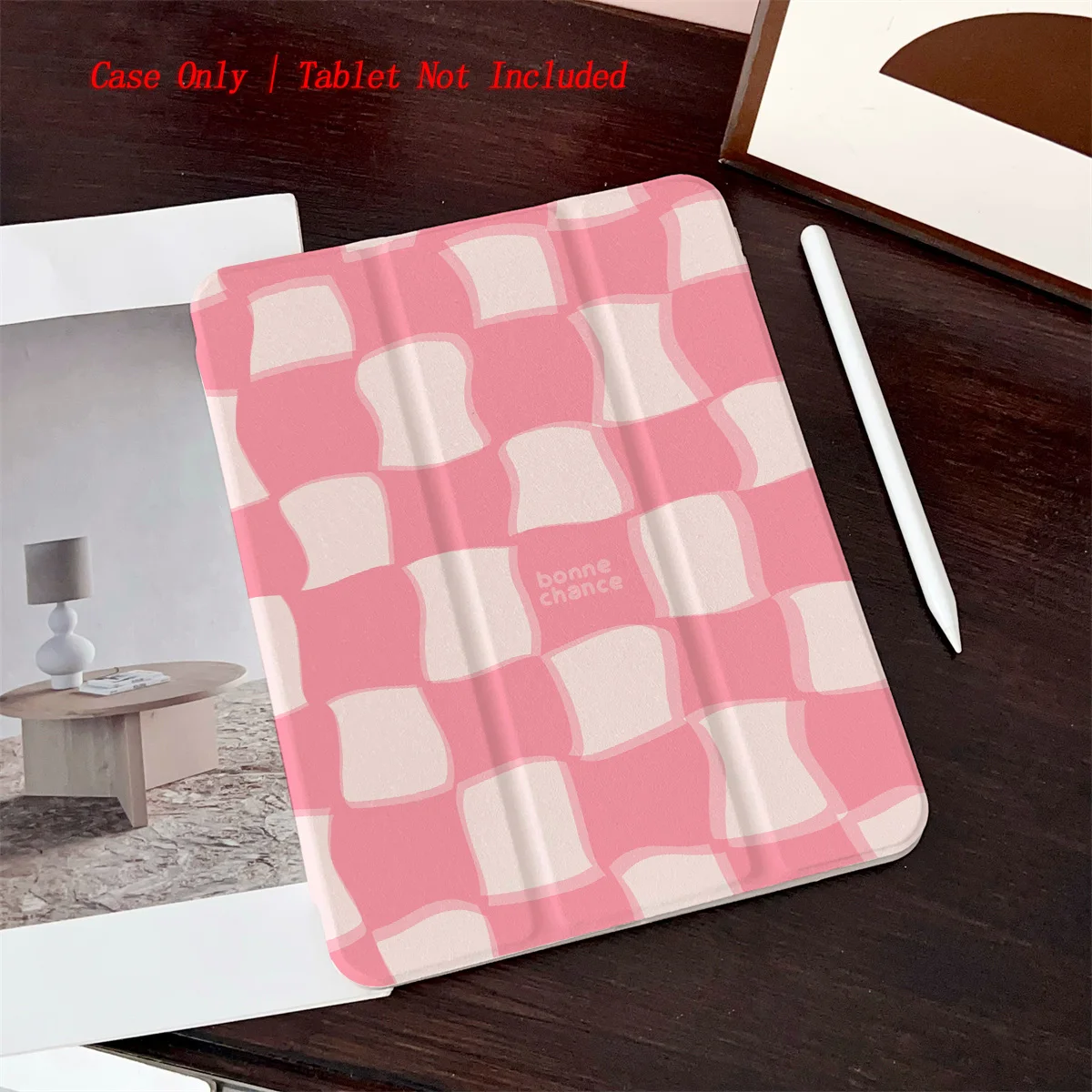 

Stylish Irregular Pink White Checkered iPad Case For Apple iPad Pro 11/12.9 Air 3/4 10.9 Inch Mini 6 Durable Cover