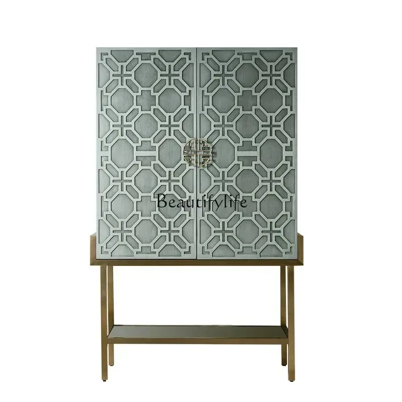 

style American light luxury hollow living room two doors storage high cabinet wine cabinet ss 8617