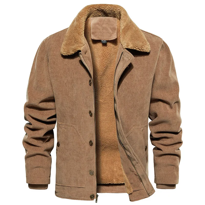 

Men's Winter Corduroy Jacket Casual Sherpa Trucker Coat Warm Fleece Lined Work Jacket