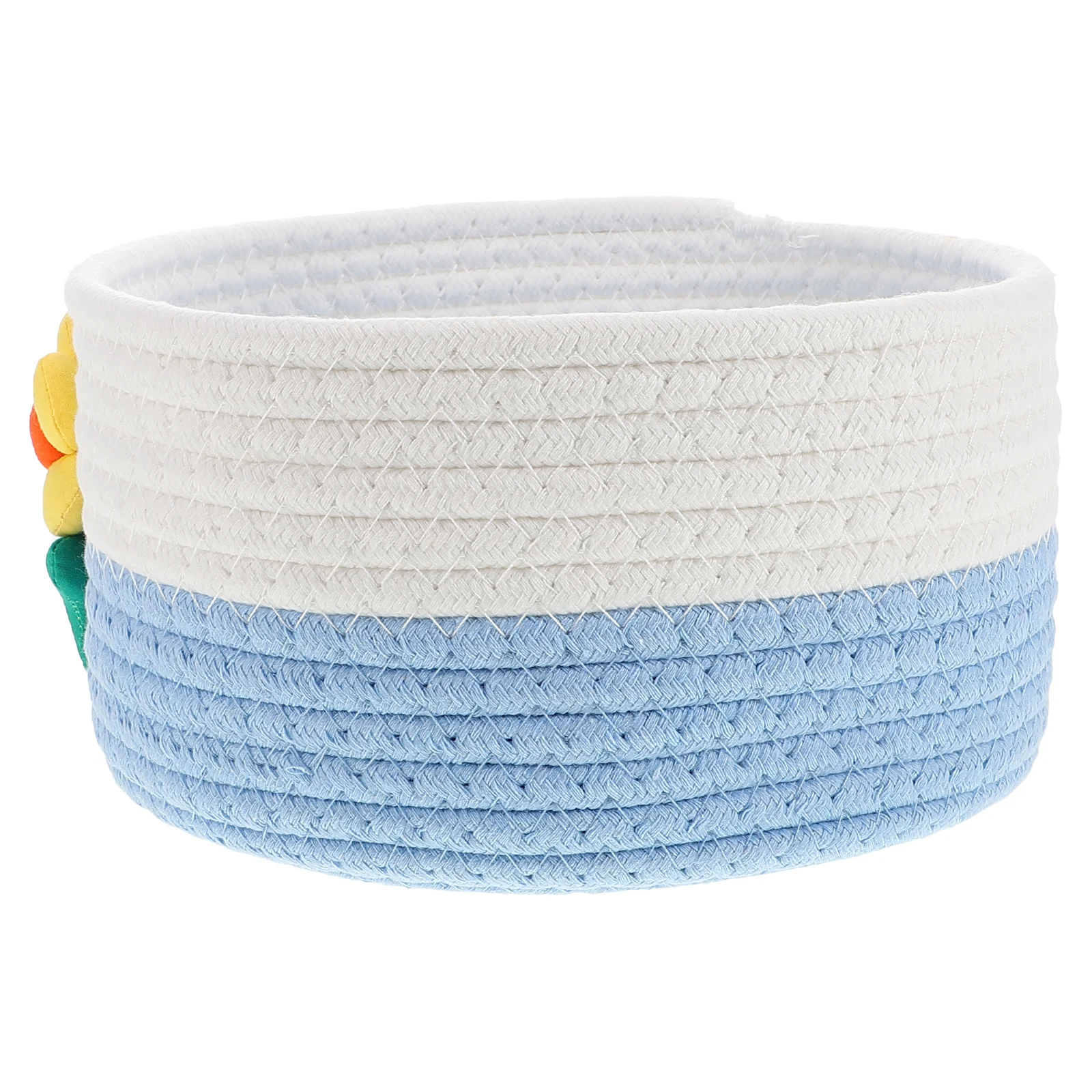 

Desktop Storage Box Small Round Basket Handmade Woven Cotton Rope Baskets for Home Office Organizer Makeup Keys Space