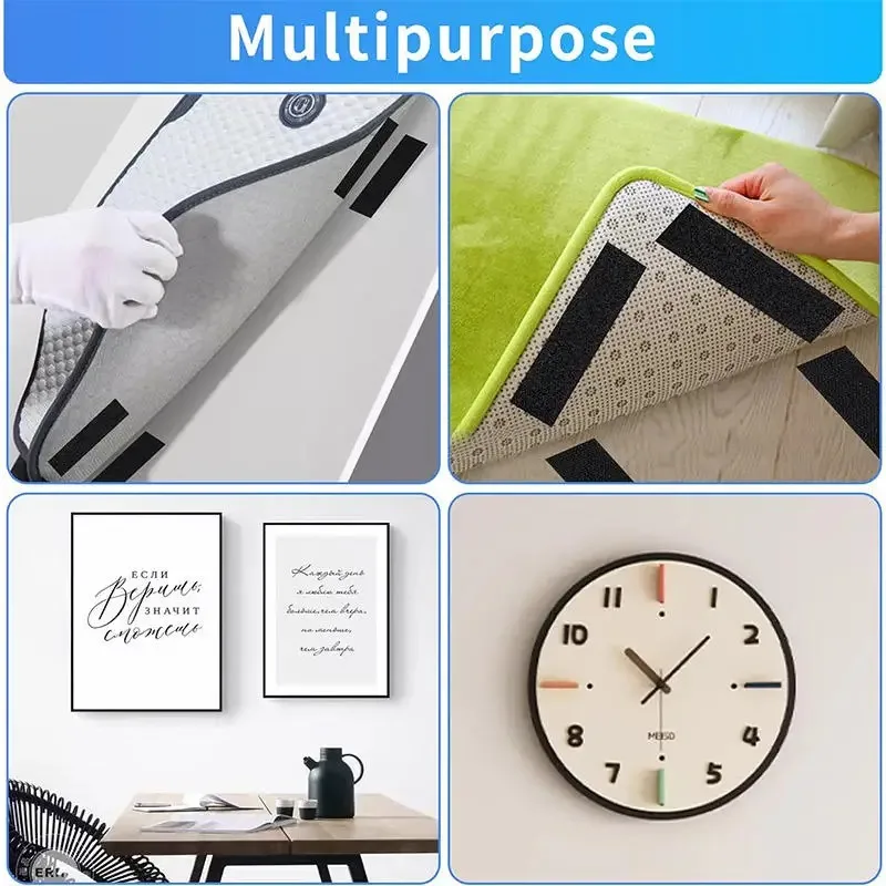 1/5m Schwarzes Doppelseitiges Selbstklebendes Starkes Spurloses Hitzebeständiges Klettband – Detail 7