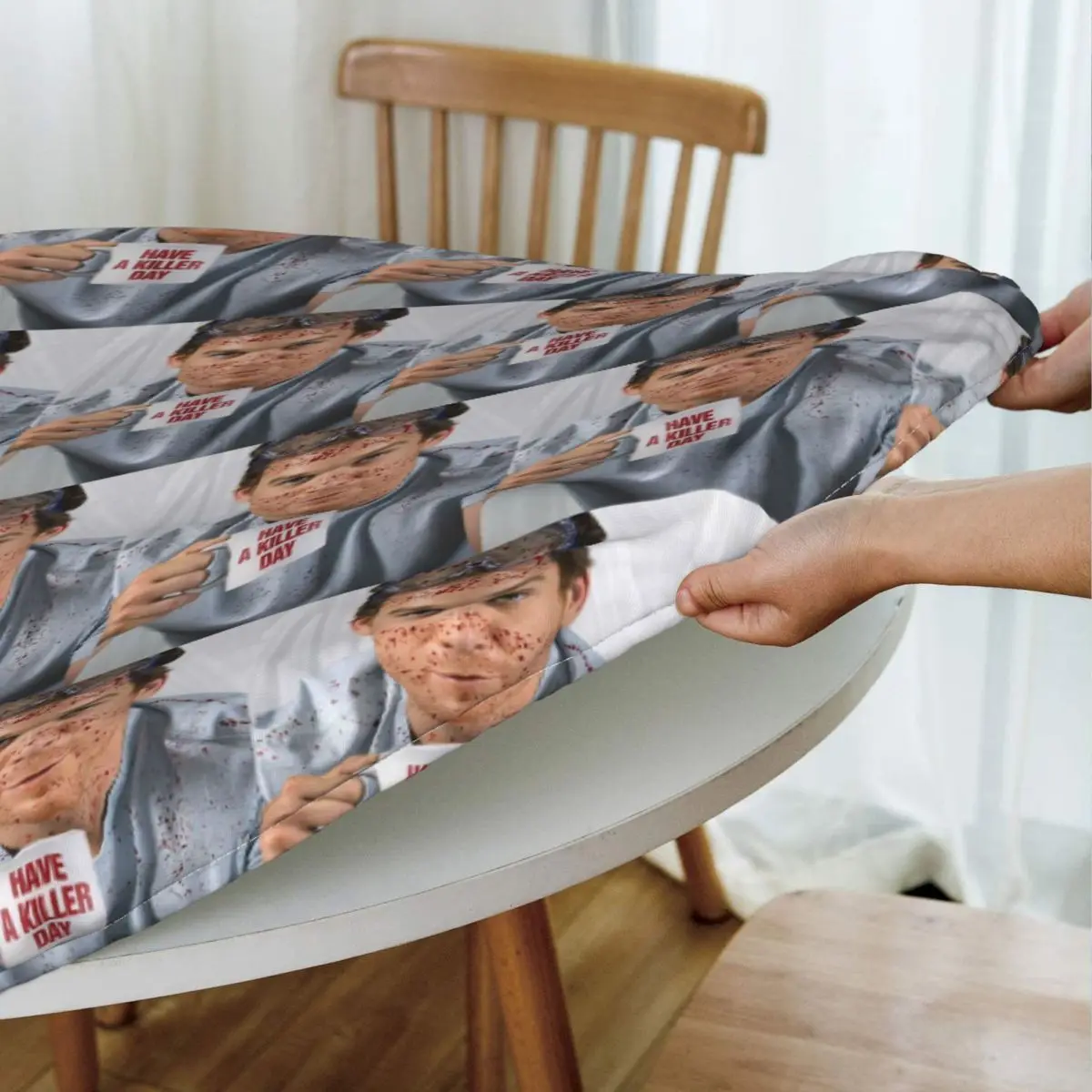 Dexter Morgan Movies 10 Waterproof Round Tablecloth Oilproof Table Cloth for Kitchen Events Dining Table Cover
