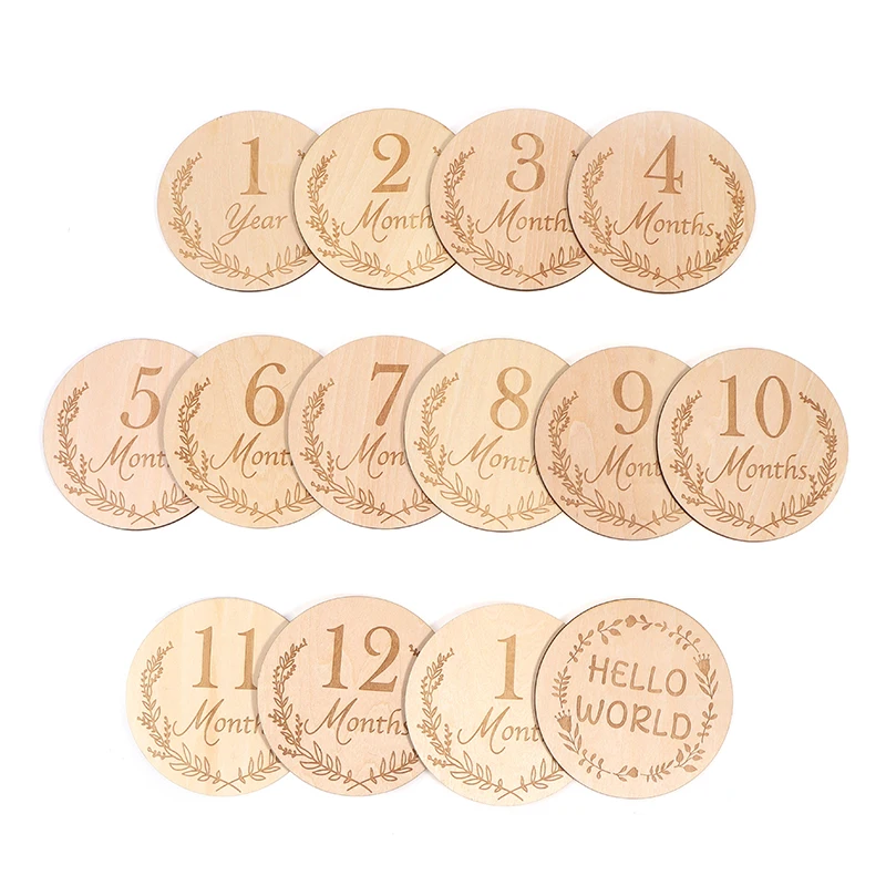 بطاقة معلم خشبية لحديثي الولادة ، شهر الميلاد ، عيد ميلاد ، عضاضة خشبية للأطفال ، لعبة التصوير الفوتوغرافي الدعائم #2