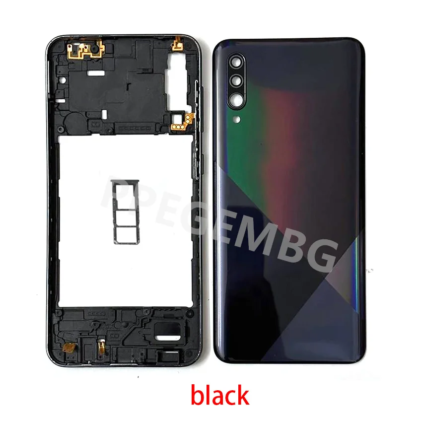 NEW For Samsung Galaxy A30s A307 Housing Middle Frame Chassis battery cover shell Lid Case Rear Back Panel camera Glass Sim slot