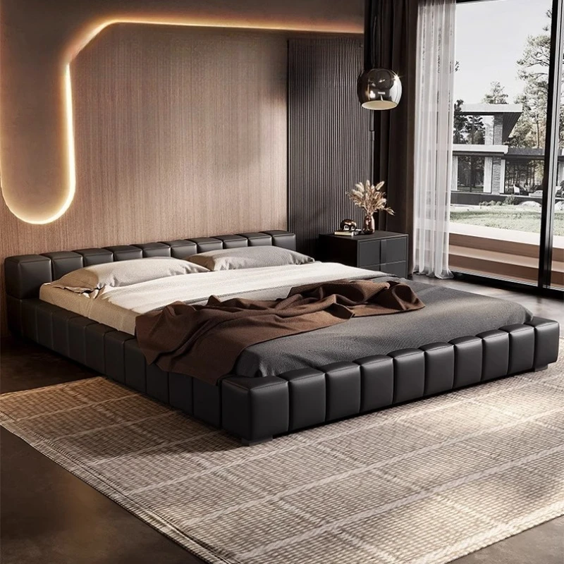 double minimalist bed 2 meters Italian master bedroom simple bed modern luxury cama king size completa sleeping set furniture