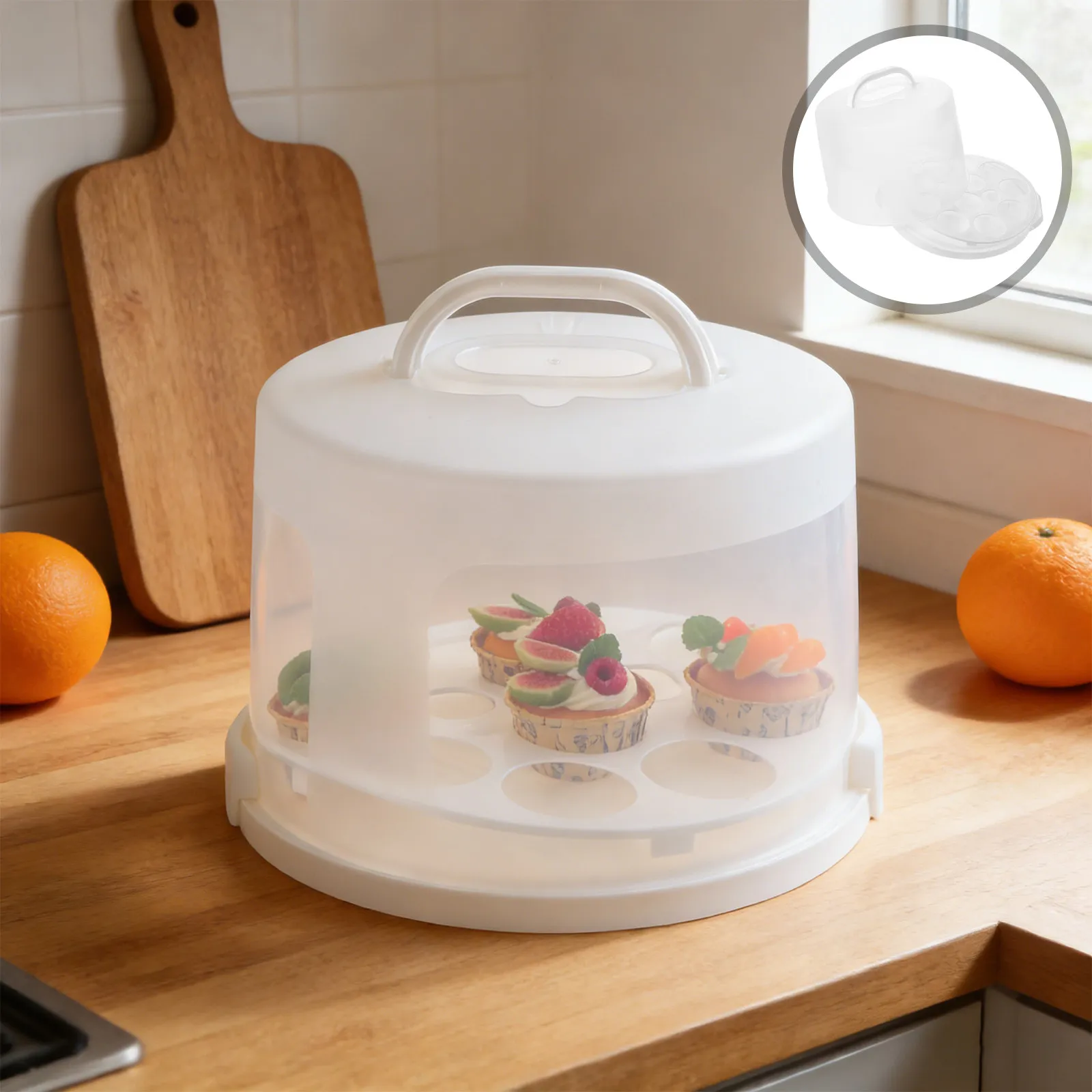 10 Inch Round Cake Carrier Locking Lid Reusable Transparent Dome Design Portable Dessert Transport Box for Bakery