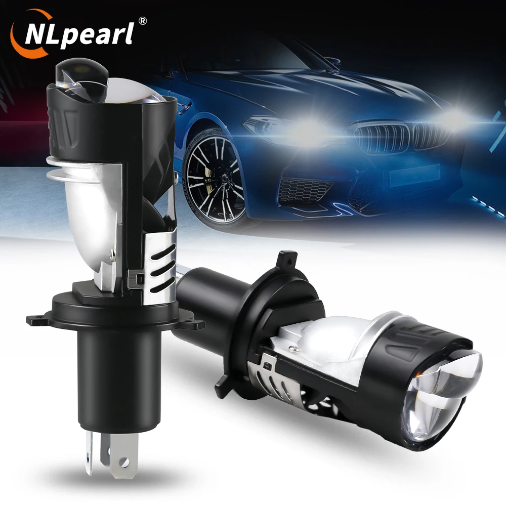

New 2Pcs LED Lens H4 Mini Projector LED Headlight Bulbs H4 9003 HB2 Auto Lamp Automobile Headlight Hi/Low Beam Light Plug& Play