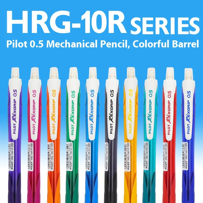 Pilot HRG-10R Mechanical Pencil 0.5mm Colorful Barrel Soft Grip Retractable Nib Anti-Breakage Lead Propelling Pencils Gift Idea